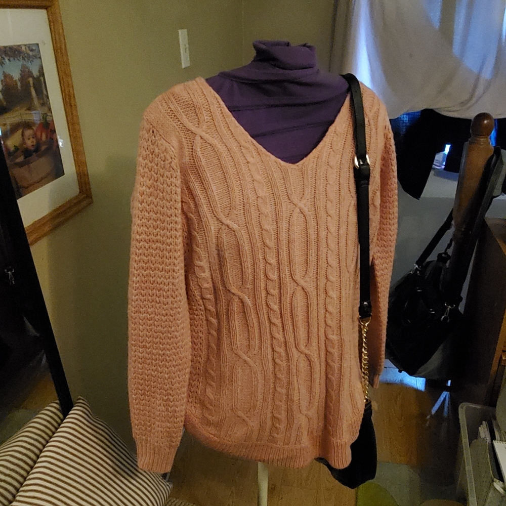 Cute pink cable sweater